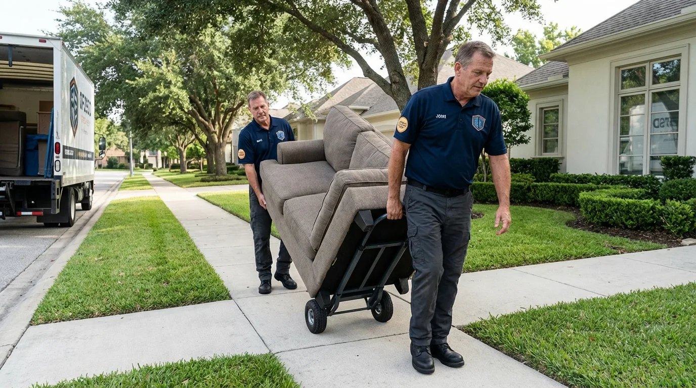 Local residential moving crew loading furniture in Redwood Valley, CA