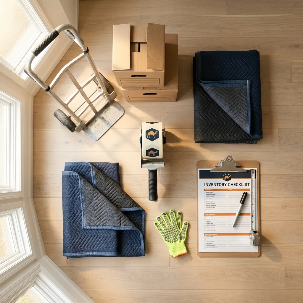 Professional moving supplies and packing materials layout for Redwood Valley residential relocations